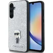 Karl Lagerfeld Fast glitter Ikonik Logo metallnålveske for Samsung Galaxy A35 - sølv