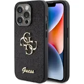 GUESS iPhone 15 Pro Max Fixed Glitter 4G Metal Logo Deksel - Svart