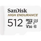 SanDisk High Endurance - Flashminnekort (microSDXC til SD-adapter inkludert) - 512 GB - Video Class V30 / UHS-I U3 / Class10 - microSDXC UHS-I