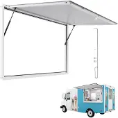 Vevor Konsesjonsvindu 188x102cm, servicevindu med aluminiumsramme for matvogn, opptil 85 graders serveringsvindu med markiseport og dragkrok, regnvannsbestandig for konsesjonsvogn