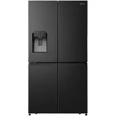 Hisense RQ760N4SBFE, Frittstående, Amerikansk dør, Svart, Berøringskontroll, LED, På dør