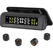 Vevor RV dekktrykkovervåkingssystem, 7.3-87 PSI tilhenger TPMS, universelt trådløst bilalarmsystem, vanntett TPMS-sensorsett med solcellelading, 4 sensorer, 5 alarmmoduser og sanntidsvisning