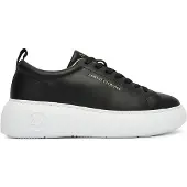 Armani Exchange for woman. XW002790AF11912UC001 Smooth leather sneakers with thick sole and embossed black logo (37), 1 to 3 cm, Laces,