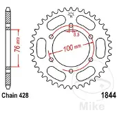 JT Sprockets Jtr184444 Bakre Tannhjul
