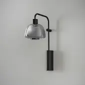 Bover LED-vegglampe Drep A/04 røykgrå glass, svart 2700 K