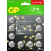 GP Litium knappecelle CR2032 10-pakning + Lyslenke 2m