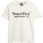 Superdry for woman. W1011403A Relaxed fit T-shirt with metallised finish Venue white (L), Casual, Cotton, Short sleeve