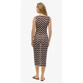 Superdry for woman. W8011848A Navy zigzag midi knit dress (S), Casual, Viscose, Sleeveless / Straps