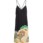 Superdry for woman. W8011678A Black printed lingerie midi strapless midi dress (M), Casual, Viscose, Sleeveless / Straps