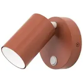 Orion Penn veggspot, korallrød, Ø 10,5 cm, stål/aluminium