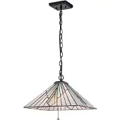 ELSTEAD Alderley hengelampe, Tiffany-stil, bronse, trekkbryter