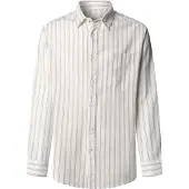 Pepe Jeans for man. PM3091197 Phountain shirt off-white (XXL), Casual, Linen, Long sleeve