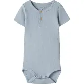 Name it Body k/e - Rib - Noos - NbmKab - Blue Tåke - - 1 år (80) - Kortermet body