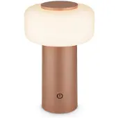 Briloner Juna LED-bordlampe med batteri, brun, IP44, dimbar, 20 cm