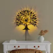 Opviq Vegglampe Heart Tree V2, svart, metall, stikkontakt, bryter