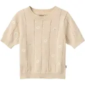 Wheat Strikket Topp Malvina Sandshell White Flowers (140 / 10 år)