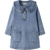 Name It Mini Kjole - NmfGia - Medium+ Blue Denim - - 4 år (104) - Kjole