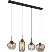 Globo Hengelampe, matt, røykfarget/svart, glass, 4 lyskilder, 100 cm, E27