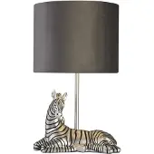 Searchlight Zebra bordlampe, svart/sølv, kunstharpiks, 26 cm, E27