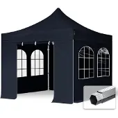 TOOLPORT 3x3 m aluminium, pop up partytelt, 4 sidepaneler, svart