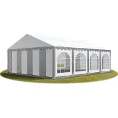 TOOLPORT 5x8 m partytelt, PVC-presenning, grå-hvit, med bunnramme