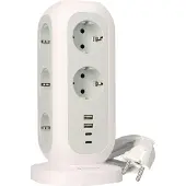 Verbatim EUPT-01 - Flerkoplingslist - 15-in-1 European multi plug extension - AC 230 V - 3600 watt - inngang: type F - utgangskontakter: 15 (11 x power Type F, 2 x USB, 2 x USB-C) - 2 m kabel - Europa