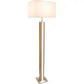 Globo Gulvlampe Forest, tre/beige, tekstil, E27 + LED, dimbar