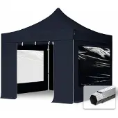 TOOLPORT 3x3 m aluminium, pop up partytelt, 4 sidepaneler, svart