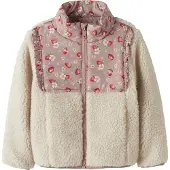 Name it Fleecejakke - Teddy - NmfMinna - Hvitkappegrå/JORDBÆR - - 2 år (92) - Fleecejakke