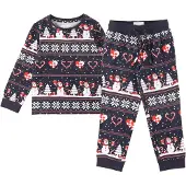 Jule-Sweater Jule-Sweaters Pysjamas - Julehjerte Pyjamas - Navy - - 3-4 år (98-104) - 2-delt nattøy