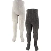 Minymo Strømpebukser - Ull - Rib - 2-pack - Grey Melange - - 140/146 - Strømpebukser