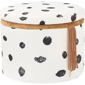 Kids Concept Puff m. Oppbevaring - 40x30 cm - Pippi - Svart/Hvit - - OneSize - Puff