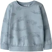 Name it Collegegenser - Noos - NmmVaron - Dusty Blue m. Trykk - - 6 år (116) - Collegegenser