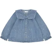 Hust and Claire Skjorte - HCCaroline - Blue Denim m. Rhinestone - - 7 år (122) - Skjorte