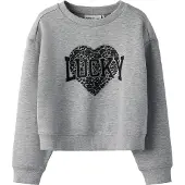 Name it Collegegenser - Kort - NkfBima - Grey Melange - - 7-8 år (122-128) - Collegegenser