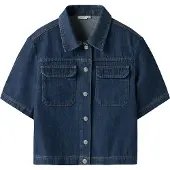 Name it Skjorte k/e - NkfLea - Dark Blue Denim - - 7 år (122) - Skjorte K/E