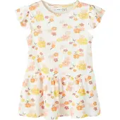 Name it Kjole - NmfPhalia - Rib - Bright White m. Blomster - - 3 år (98) - Kjole