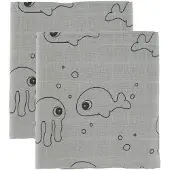 Done by Deer Babysjal - 120x120 - 2 stk. - Sea Friends - Grå - - OneSize - Babysjal