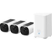 Eufy eufyCam E40 3-Cam Kit + HomeBase S280, IP-sikkerhetskamera, Utendørs, Ledning & Trådløs, Vegg, Svart, Hvit, Kule (form)