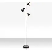 B.K. Licht Gide gulvlampe, 3 lyskilder, svart, metall, E27