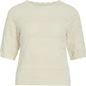 Vila Milos O-neck Pointelle Genser Med Korte Ermer