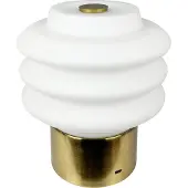 Dyberg Larsen LED-batteridrevet bordlampe Diva, hvit/messingfarget