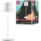 Paulmann LED-batteridrevet bordlampe Gilo, hvit, plast, IP44