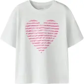Name it T-skjorte - NkfFahiraz - Bright White/Zebra Heart - - 6 år (116) - T-skjorte