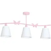 Eko-Light Taklampe Alice, rosa, tre hvite stoffskjermer