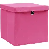 vidaXL Oppbevaringsbokser med deksler 10 stk 28x28x28 cm rosa