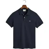 Gant for man. 2220 Slim fit navy Shield pique polo shirt (XL), Casual, Cotton, Short sleeve