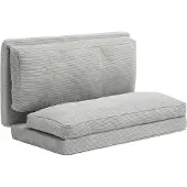 Vevor sammenleggbar sovesofa, 3-i-1 sammenleggbar sofa med vaskbart trekk, 25D høy tetthets minneskum, sovesofa med konverterbar lenestol, futonsofa for stue, soverom, gjestestue, lys grå (full)