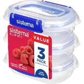 SmartaSaker Matboks - Rektangel Clip It Plus - 3-pack - 180 ml - Blå - - OneSize - Matboks