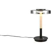 TRIO LED-bordlampe Celeste krom/tre 35 cm glass/metall Touchdim